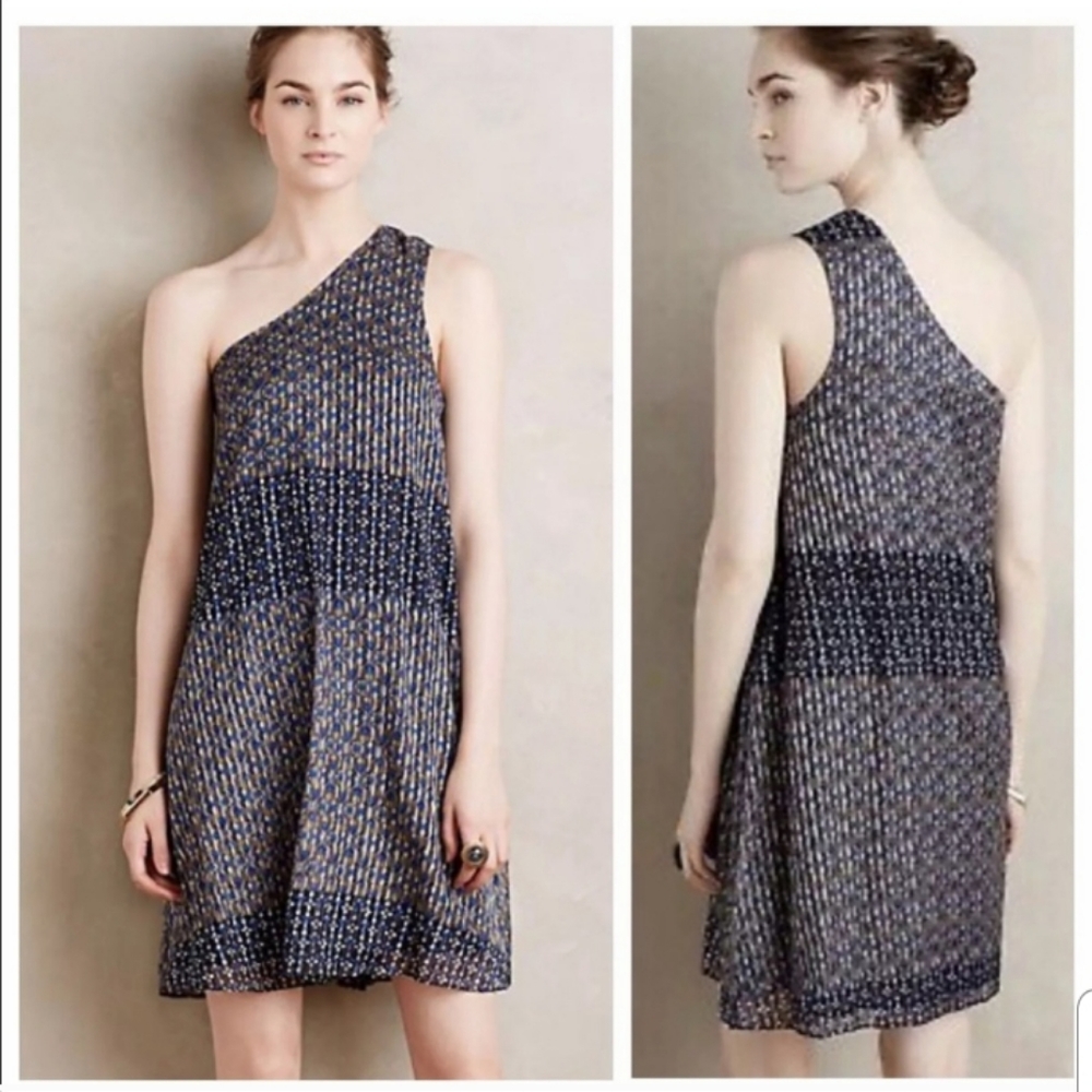 Anthropologie HD in Paris One Shoulder Mini Dress XS